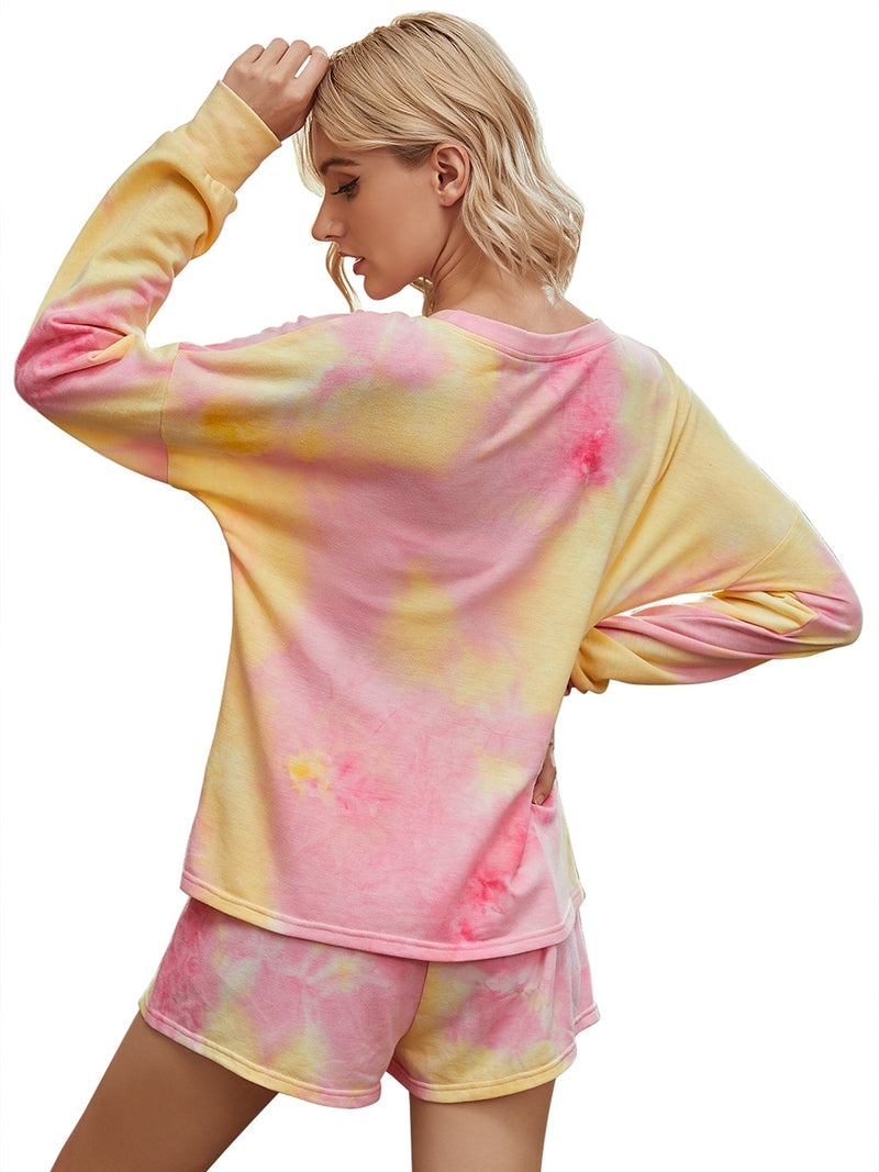 Women's Pajamas Tie Dye Print Long Sleeve PJ Sleepwear Set