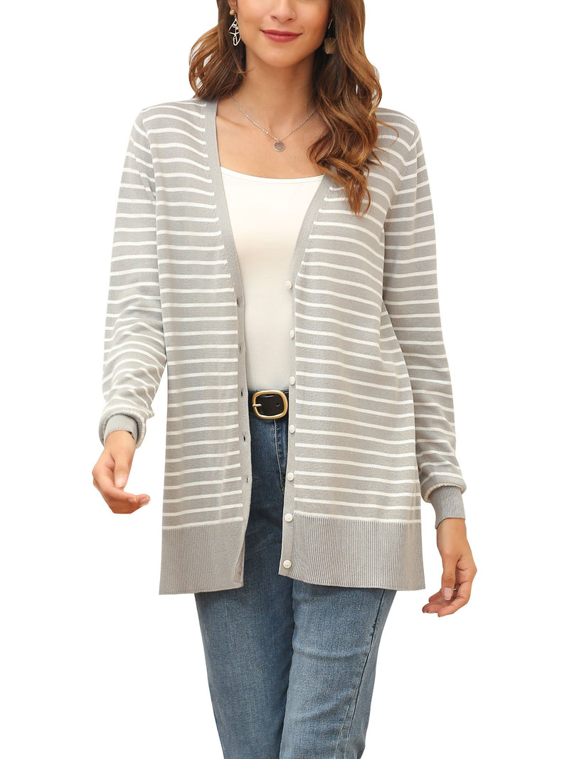 Button Up Knit Striped Cardigan