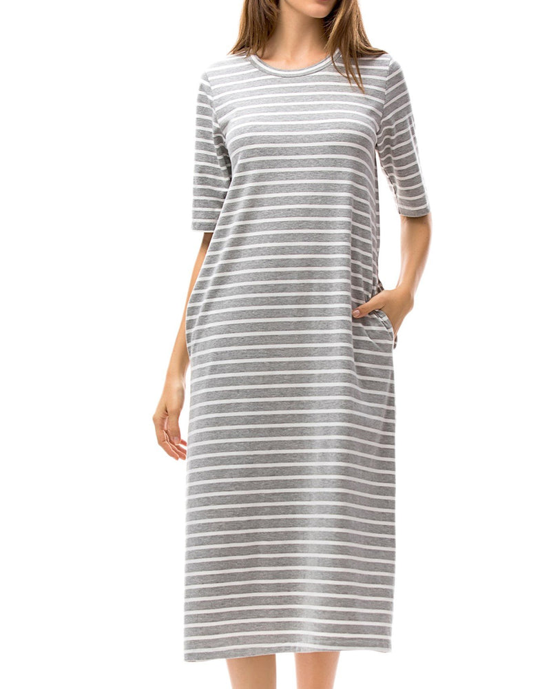 Striped Casual T-Shirt Dress