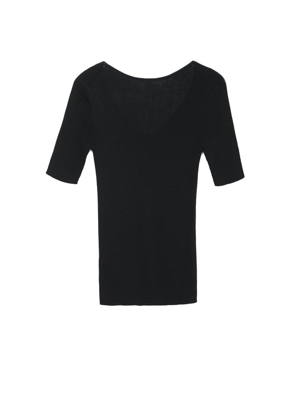Women's Basic Plain V-neck Short Sleeve Stretchy T-Shirts