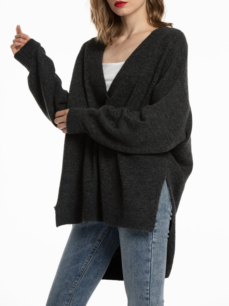 Women'S V Neck Oversized Loose Knit Sweater