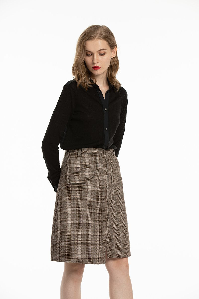 Woolen Bloom Women's Button Down Blouse Wool Long Sleeve Casual Office Work Blouse Shirts Tops