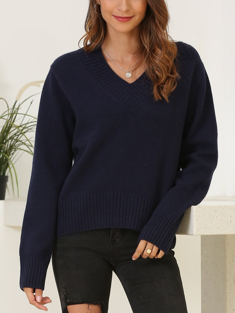 V Neck Wool Pullover Sweater