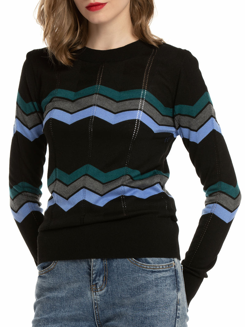 Women's Pullover Zigzag Striped Sweater