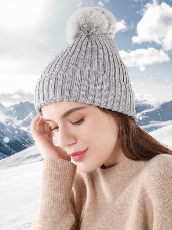 Cable Knit Lined Winter Beanie Hats