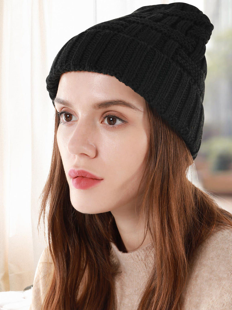 Cable Knit Lined Winter Beanie Hats