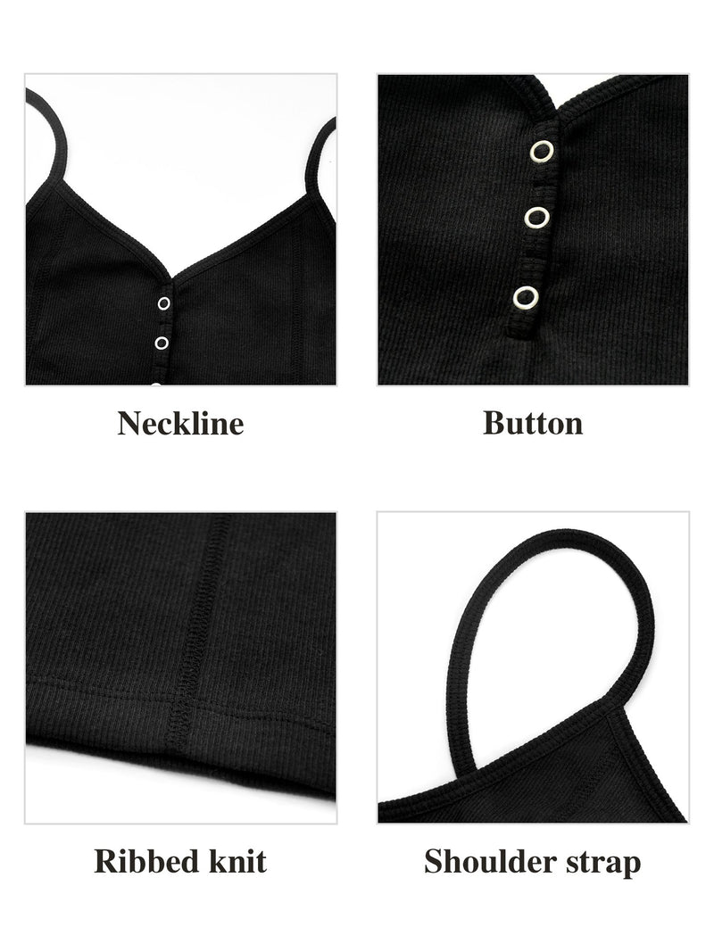 Women's Sleeveless Crop Tops V Neck Ribbed Knit
