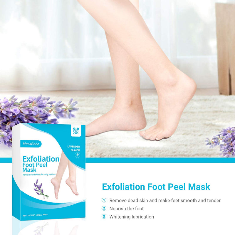 Foot Peel Mask 2 Pack, Dead Skin Callus Remover for Feet，Good Smelling Exfoliator Foot Masks Plantifique, Socks for Baby Soft Feet - Lavender